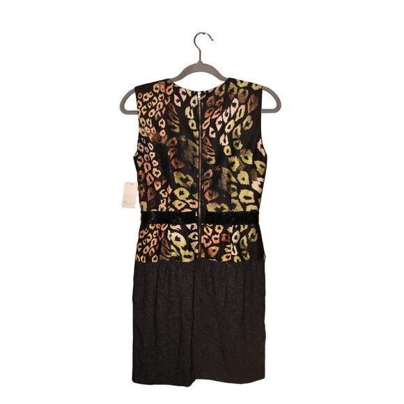 RACHEL ROY NEW $129 Leopard Print Sequin Waist Sleeveless Sheath Dress Size‎ 2 - Picture 2 of 4